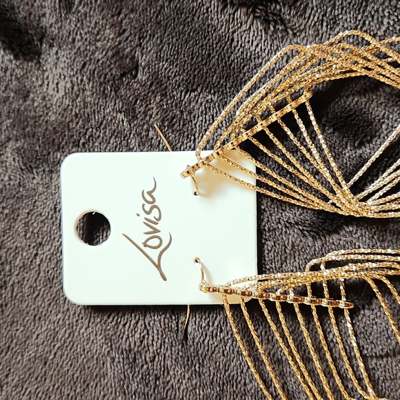 NWT Lovisa Fashion earrings faux gold dangle shimmer sparkle 4" long - Picture 3 of 10